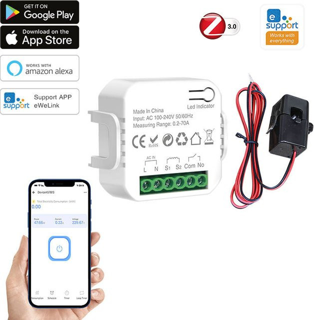 EWeLink Smart WiFi Energy Monitor zur Fernüberwachung mit 1 CT für Solarenergiesysteme in Weiß - Bild 1