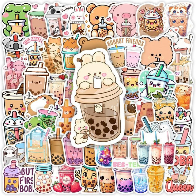 Wasserdichte Bubble Tea Illustrationsaufkleber in Multicolour für Laptop, Flaschen und Scrapbooks - Bild 1