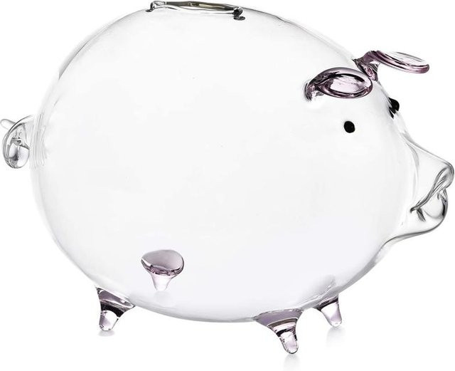 Niedliches Sparschwein aus Glas in transparentem Design für Kinder und als Geburtstagsgeschenk - Bild 1