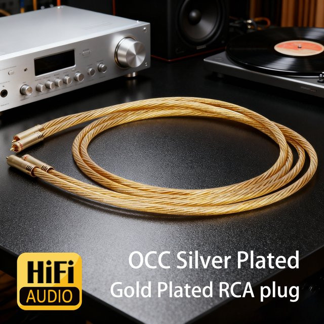 Preffair 8N OCC RCA-Datenkabel mit versilberter Leitung und vergoldeten Anschlüssen - Bild 1