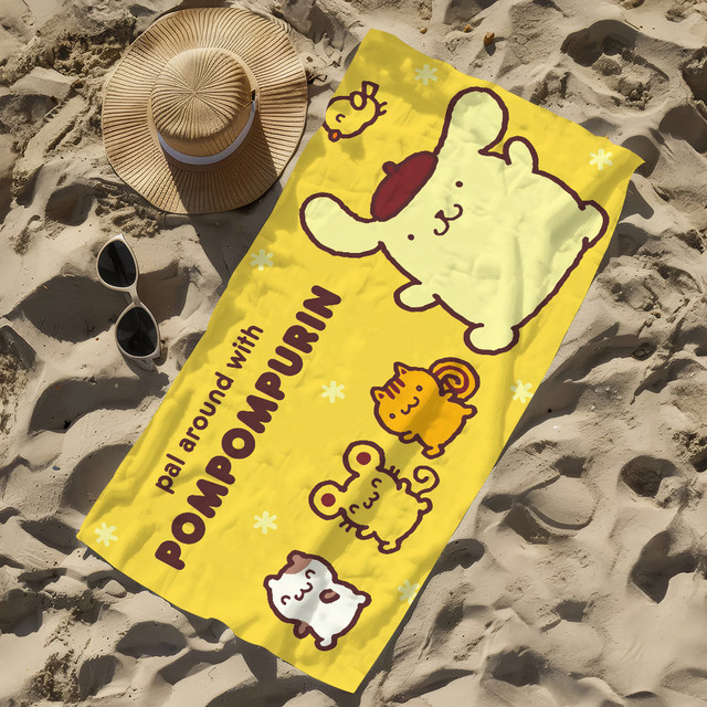 P-Pompompurin Handtuch in Gelb, schnell trocknendes Cartoon-Strandtuch für Sport und Reise - Bild 1