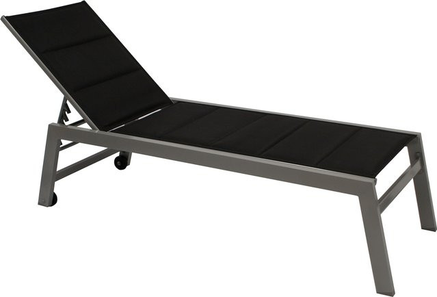 DEGAMO Rollenliege GIRONA extra hoch aus Aluminium in Silber mit schwarzem Textilgewebe - Bild 1