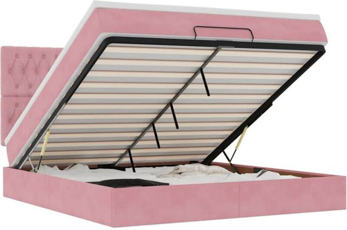 vidaxl Ottoman Polsterbett mit Matratze aus Samt in Rosa und Weiß, B/T/H: 180 x 200 x 128 cm - Bild 1