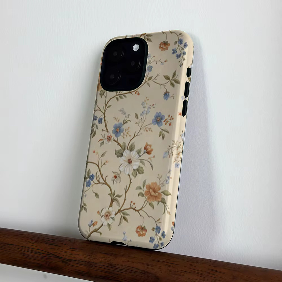 CaseLumi Matte Bumper Schutzhülle mit Vintage Blumenranken für iPhone 17 16 15 14 13 Pro Max MagSafe kompatibel - Bild 3