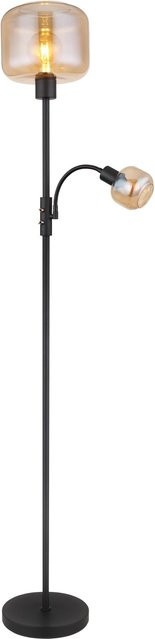 Globo Stehlampe 2-flammig Schwarz Matt mit bernsteinfarbenen Gläsern Höhe: 165 cm, Breite: 25 cm, Tiefe: 25 cm - Bild 1