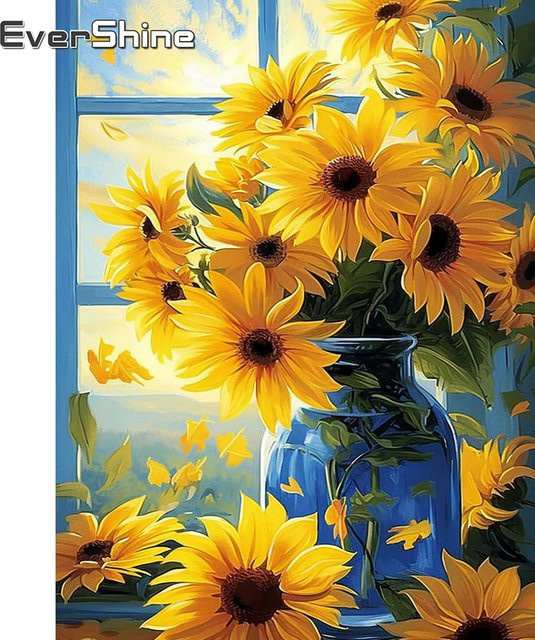 Evershine Diamantstickerei Set Sonnenblume in Gelb mit runden Steinen für dein DIY Bild B/H/T: 30 x 20 x 20 cm - Bild 1