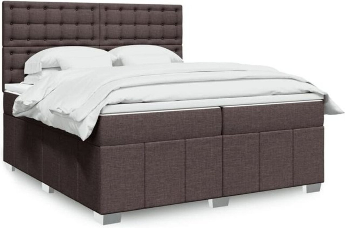 vidaxl Boxspringbett mit Matratze in Braun aus Stoff, B/T/H: 200 x 200 x 140,5 cm - Bild 1