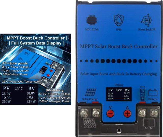 ANENG MPPT Boost Buck Solarregler 300/500W mit LCD-Display für Blei-Säure, LFP und Lithium-Batterien, Eingang 12V-80V, Ausgang 12V-88V - Bild 1