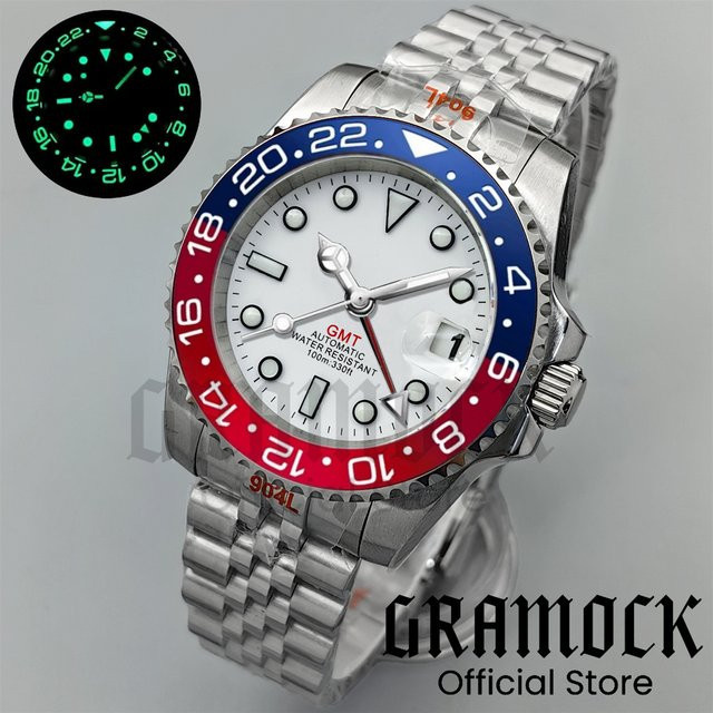 Gramock Armbanduhr GMT, Automatik, Edelstahl, Weiß, 40 mm, Herren - Bild 1