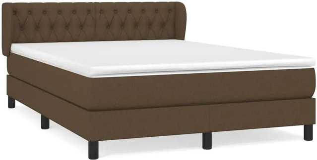 vidaXL Boxspringbett Hybrid mit Matratze und Kopfteil Dunkelbraun B/T/H: 140 x 200 cm - Bild 1