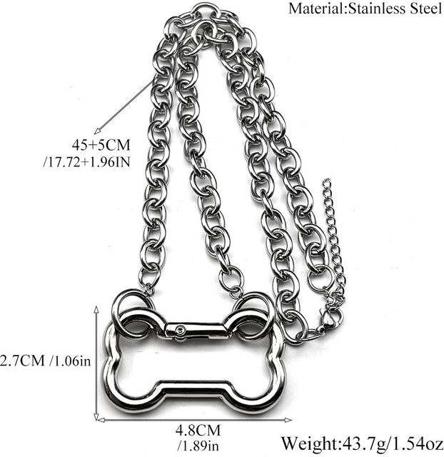 YIRAN Halskette, Hundeknochen Anhänger, Edelstahl, Silber, Unisex - Bild 1