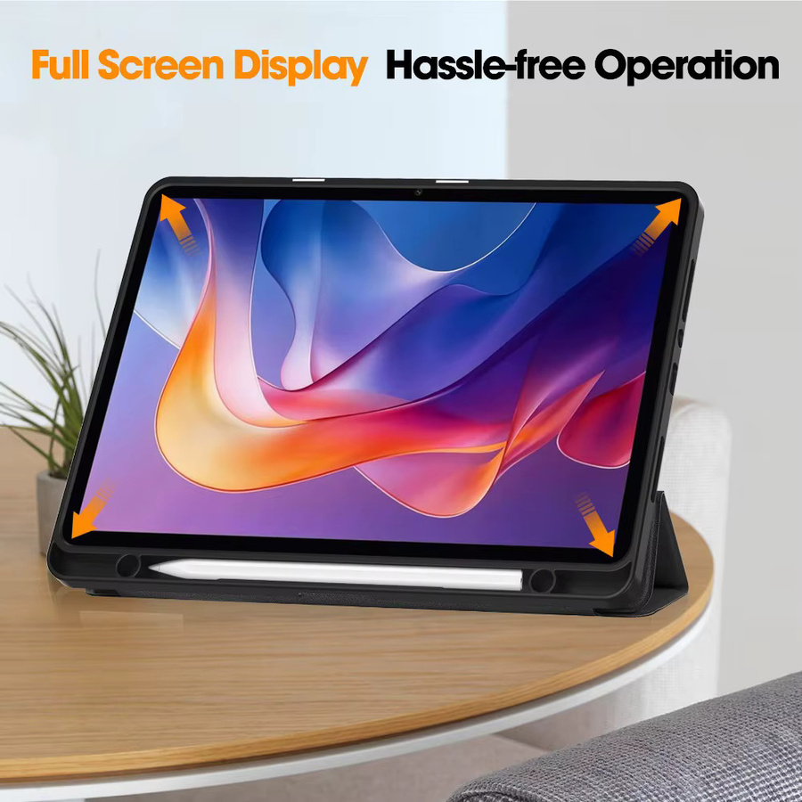Xiaomi Redmi Pad 2 Case mit Tri-Folding Stand und Bleistifthalter in Schwarz und Rot, 11 Zoll Tablet Abdeckung - Bild 4