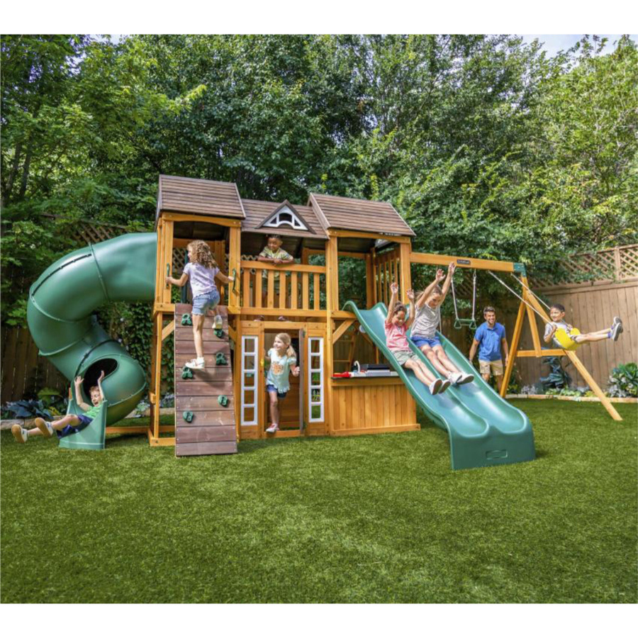 Zwerkules Spielturm Bolzo mit Rutsche und Schaukel in Natur, B/H/L: 675 x 280 x 347 cm - Bild 2