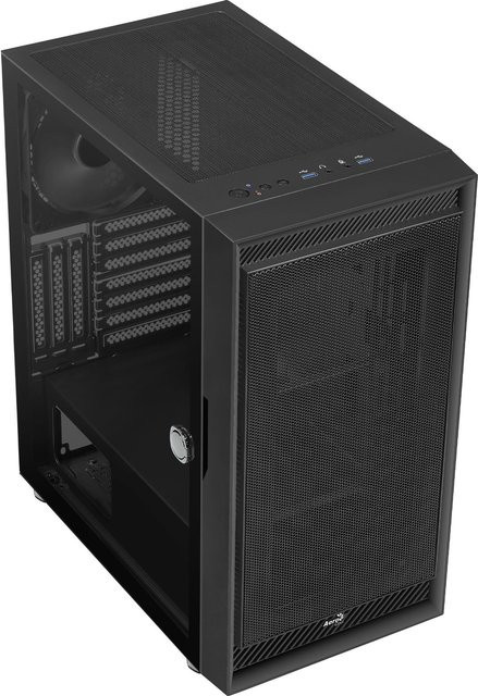 AeroCool Graphite MDT ATX Midi Tower Gehäuse in Schwarz mit Seitenteil aus gehärtetem Glas und USB/Audio-Anschlüssen - Bild 1