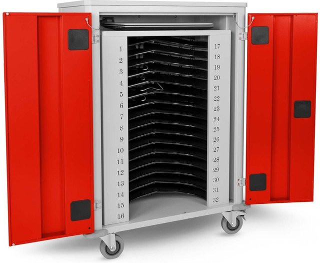 rotstahl Tabletwagen Power für 32 Tablets in Rot mit lichtgrauem Korpus, B/T/H: 73 x 44 x 105 cm - Bild 1