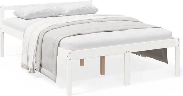 vidaXL Massivholzbett aus Kiefer in Weiß, B/T/H: 140 x 190 x 70,5 cm - Bild 1