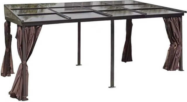 Jet-Line Gartenpavillon Ralimon in Anthrazit-Braun mit Schiebedach aus Aluminium und Polycarbonat, B: 480 cm, T: 300 cm, H: 260 cm - Bild 1