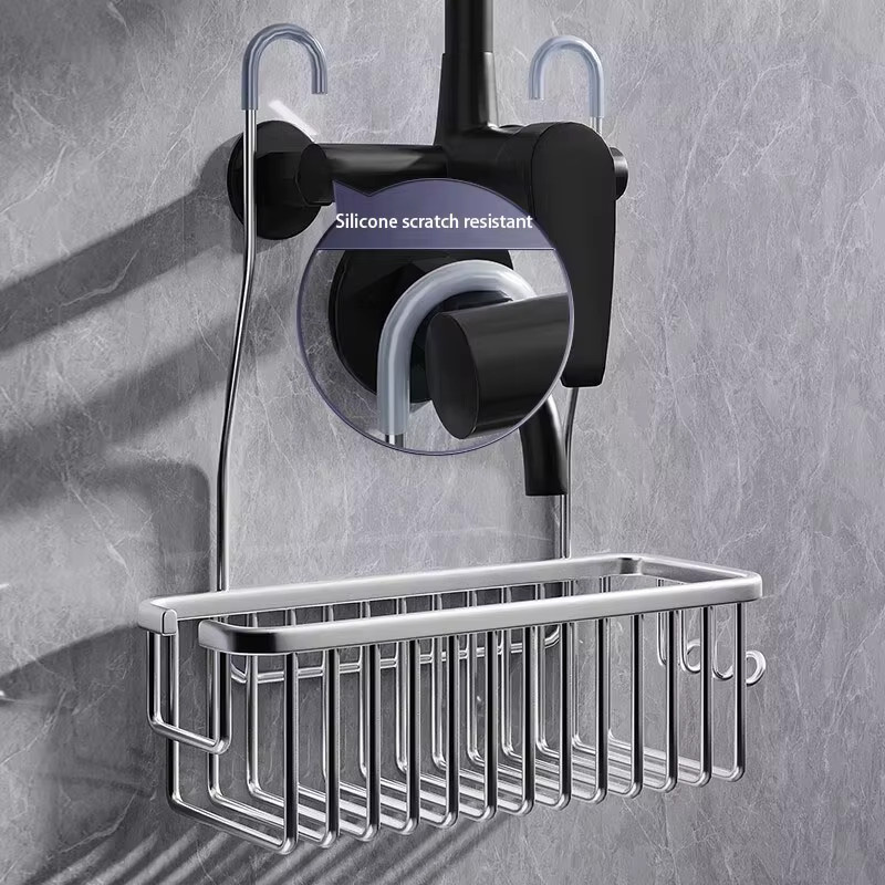 Hängendes Duschregal aus Metall in Silber mit Ablaufsystem für Bad und Waschraum von ctzszzmm - Bild 1