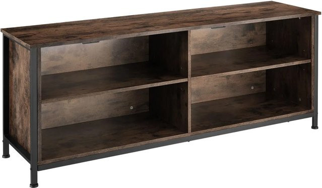 tectake Sideboard Industrial Style in Braun mit 4 offenen Fächern und Kabelaussparungen, B/T/H: 147 x 41 x 60,5 cm - Bild 2