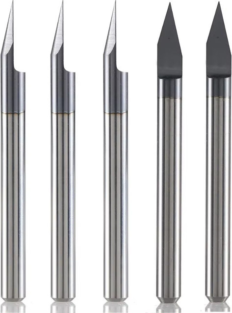 Dreanique Carbide V-Groove Gravierbits Set mit 1/8 Zoll Schaft, 5er Packung, Silber, Spitzen 0,1-0,3 mm, Winkel 20 30 45 60 90 Grad - Bild 1