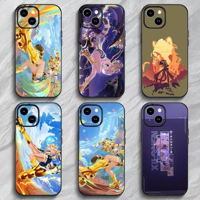 Stoßfeste Handyhülle Genshin Xilonen in Schwarz Matt für iPhone 17, 16, 15 und 14 Pro Max - Bild 1