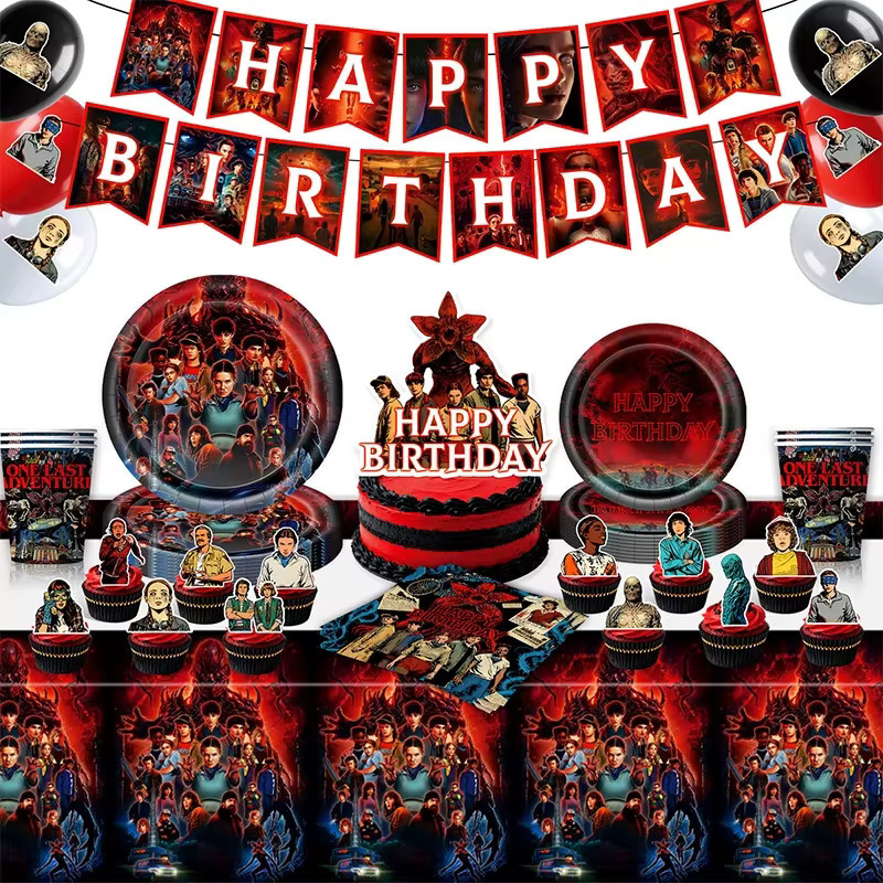 Potdemiel Demogorgon Chomper Partydeko Set mit Tischdecke und Ballons in Mehrfarbig - Bild 4