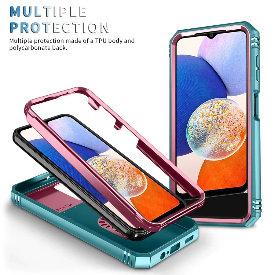 3in1 Heavy Duty Armor Case für Samsung Galaxy A56 A36 A26 A16 A06 A55 A35 A25 A15 A05S 54 34 24 14 53 52S 33 32 13 mit OTT-Box Cover in Pink Multicolour - Bild 6
