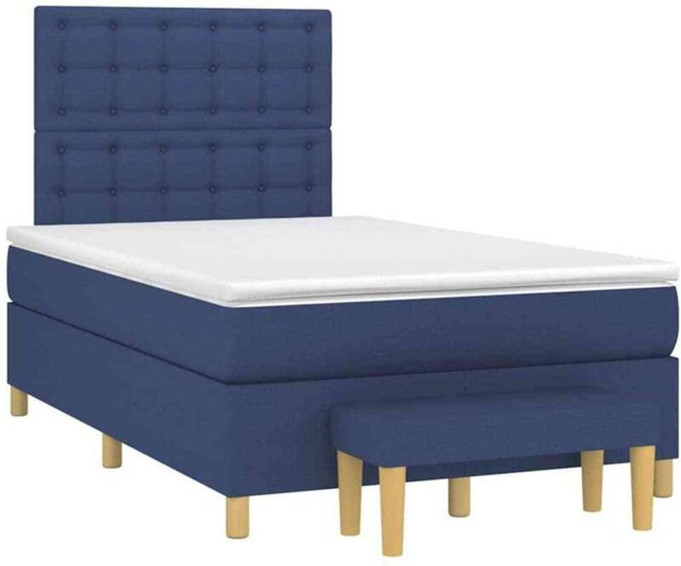 Vidaxl Boxspringbett mit Matratze in Blau aus Stoff, B/T/H: 190 x 120 x 118 cm - Bild 1