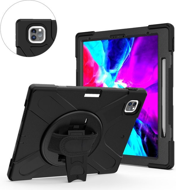 Apple iPad Air 13 Hybrid 360 Grad Tablethülle mit Schultergurt in Schwarz - Bild 1