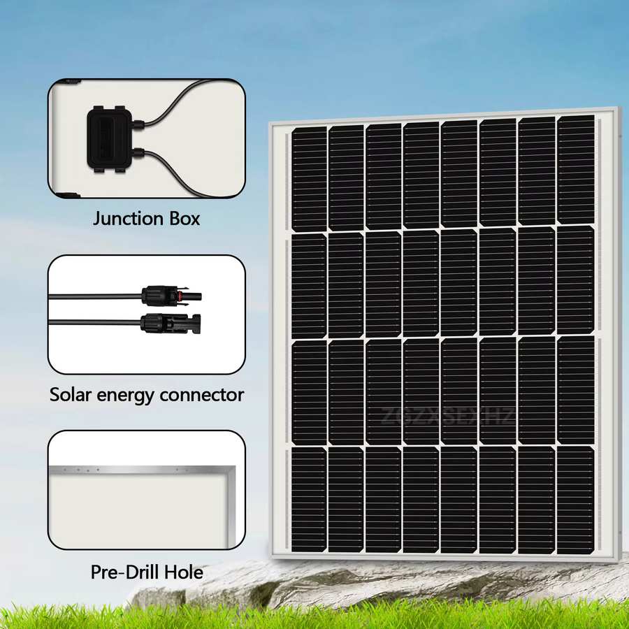 Monokristallines 80-W-Solarmodul ZGZXSEXHZ in Schwarz für mobile Stromversorgung beim Camping, Wandern und Bootfahren - Bild 4