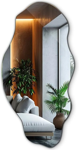 Tulup Spiegel in organischer Form, asymmetrischer Wandspiegel im Boho-Stil, Breite: 50 cm, Höhe: 100 cm - Bild 1