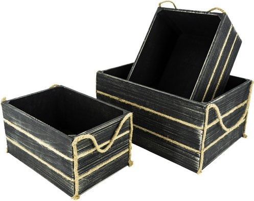NOOR living Aufbewahrungskiste aus Holz in Schwarz, B/H/L: 30 x 20 x 40 cm - Bild 1