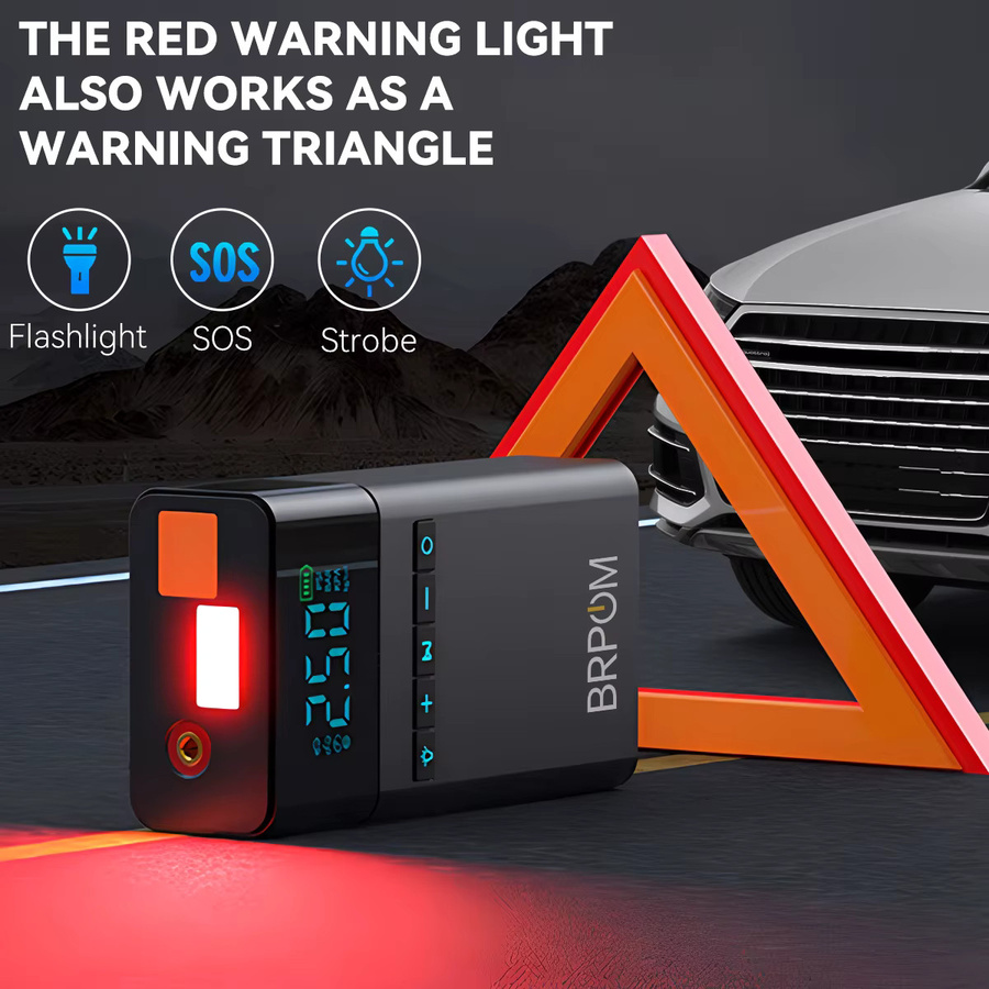 BIUBLE Auto-Notstartgerät mit Luftkompressor und 26800mAh Akku, digitales Reifendruckmessgerät 150PSI, Batterie-Booster für Benzin- und Dieselmotoren, Farbe: Schwarz - Bild 3