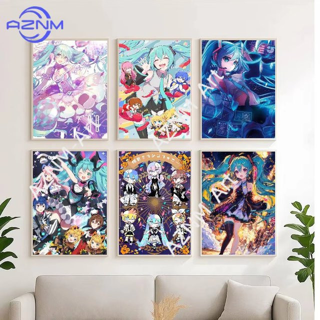 KAYOU Anime Hatsune Miku Wandposter Selbstklebender Wasserdichter Papieraufkleber in Mehrfarbig - Bild 1