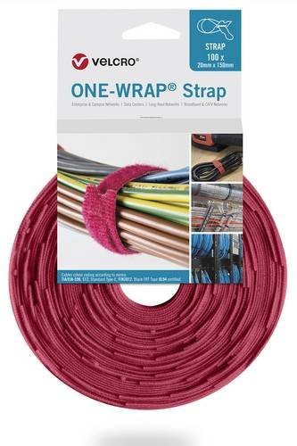 VELCRO One Wrap Strap Klettband in Rot, 100 Stück, Breite: 2 cm, Länge: 33 cm - Bild 1