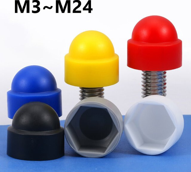 Sechskantmutterkappen aus Nylon für Schraubbolzen und Autoräder in Schwarz und Multicolour, erhältlich in den Größen M3 bis M24 - Bild 1