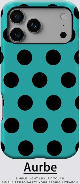 Aurbe 2-in-1 MagSafe Hülle mit mattem Film und Polka Dots für iPhone 17 16 15 Plus Pro Max, stoßfeste Hartschale, Türkis Schwarz - Bild 1