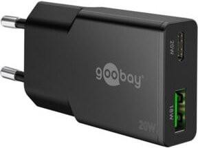 goobay Dual-Schnellladegerät USB-C PD GaN 20W Slim schwarz - Bild 1