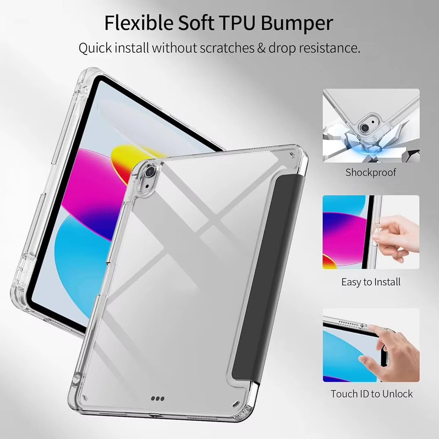 PHYLYN Schutzhülle für iPad Air 4/5/6/7 Pro 11 Zoll in Transparent oder Blau mit Stifthalter und Auto-Schlaf/Wach-Funktion - Bild 3
