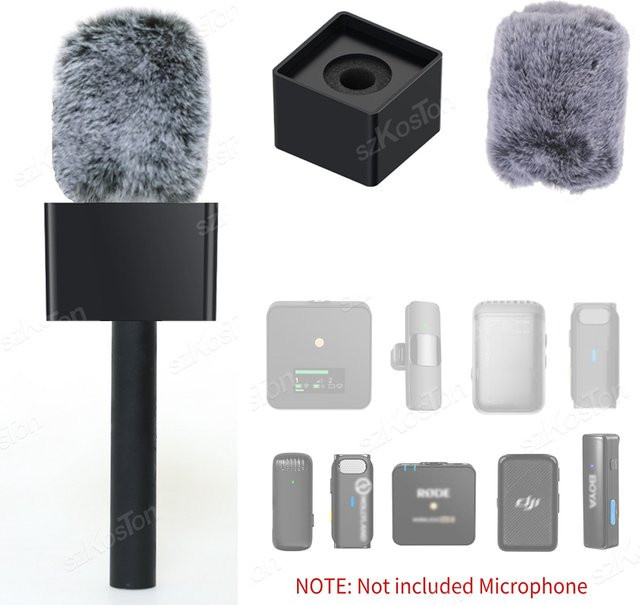 Kabelloser Lavalier-Mikrofongriff für DJI Mic und Rode Wireless GO mit winddichter Haarabdeckung in Schwarz - Bild 1