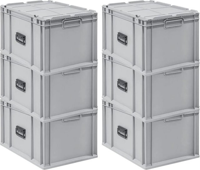 PROREGAL Spar Set 6x Eurobox Nextgen Portable Transportbehälter Grau, H x B x T: 33,5 x 60 x 40 cm, 65 Liter - Bild 1