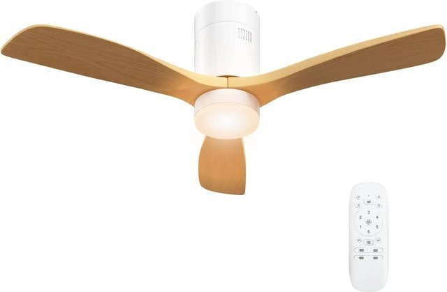 HOMCOM Deckenventilator mit LED-Beleuchtung, Fernbedienung und Timer in Weiß - Bild 1