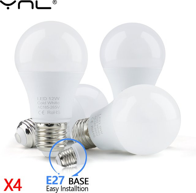 4er-Set YNL LED-Lampen E27 mit SMD2835 Technologie, Weiß, für Innenräume - Bild 1