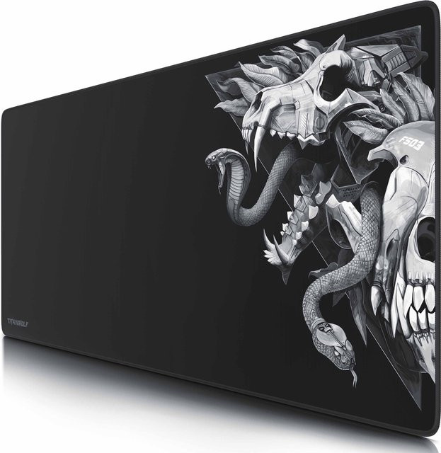Titanwolf Gaming Mauspad XXL Wolf Skull in Schwarz, B/T: 90 x 40 cm - Bild 1
