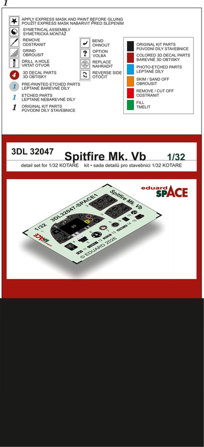 Eduard Space Series Supermarine Spitfire Innenraum 3D-Abziehbild Ätzteile Set 1/32 - Bild 5