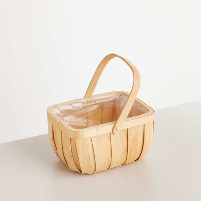 Holzkorb mit Henkel von BLUME2000 in Natur Beige und Braun, B/T/H: 27,0 x 18,0 x 25,0 cm - Bild 1