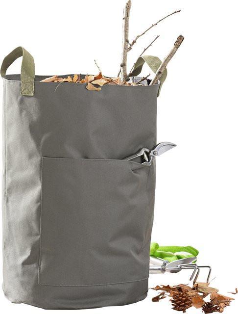 Garten-Laubtasche aus Polyester in Grau, Durchmesser: 40 cm, Höhe: 60 cm - Bild 1