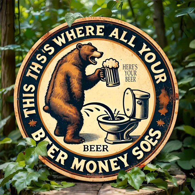 Potdemiel Vintage Aluminiumschild Alle Ihre Biergeld ist hier als rustikale Wanddekoration für Bar und Zuhause, B/H: 19,81 x 19,81 cm, Mehrfarbig - Bild 1