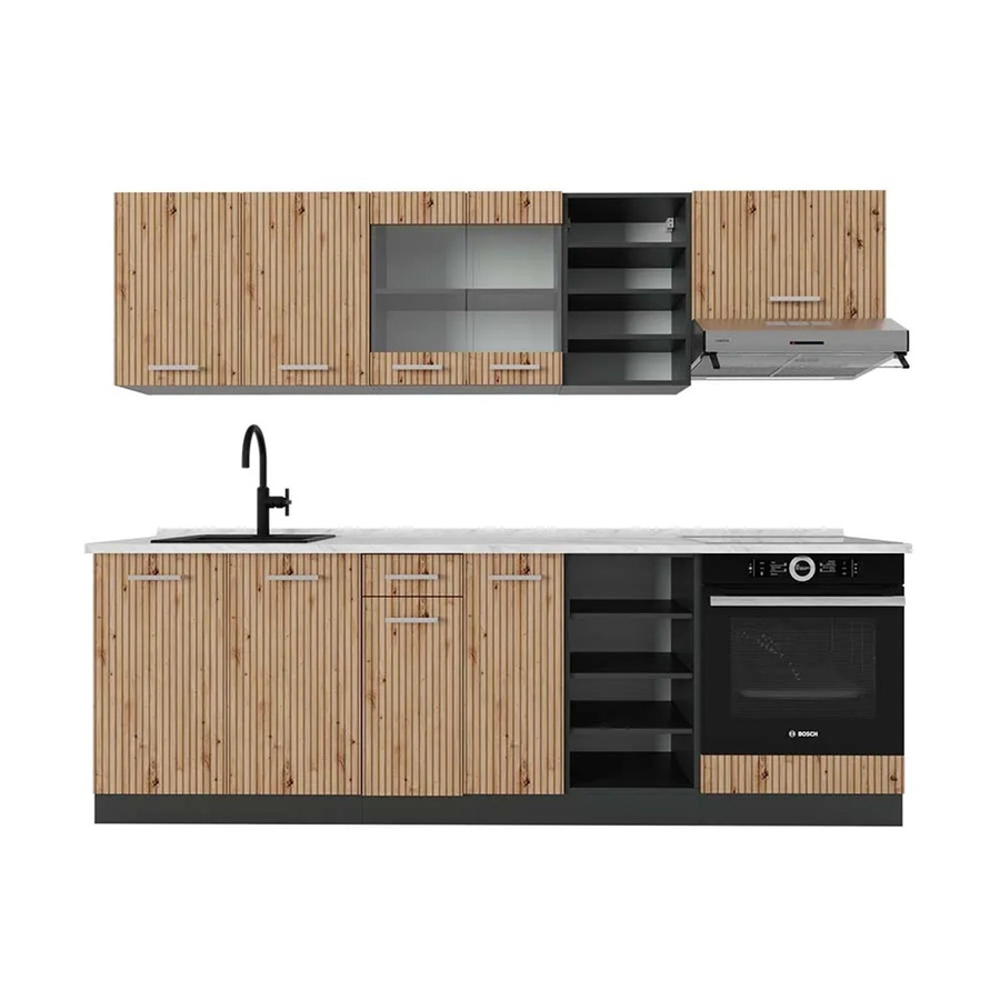 Vicco R-Line Küchenzeile Artisan Eiche und Anthrazit mit Marmor-Optik, Breite: 240 cm - Bild 2