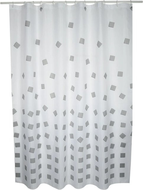 MSV Duschvorhang Thika aus Polyester in Weiß-Grau, B: 180 cm, H: 200 cm, antibakteriell und schimmelresistent - Bild 1